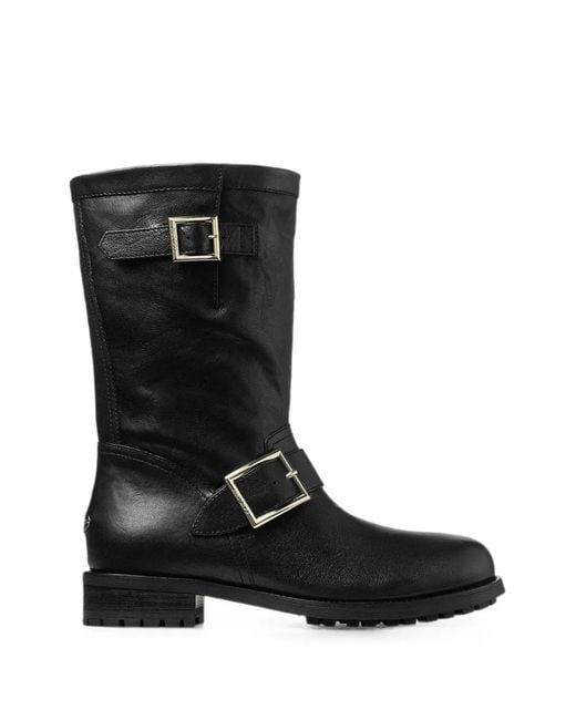 Jimmy Choo Black Leather Biker Boots