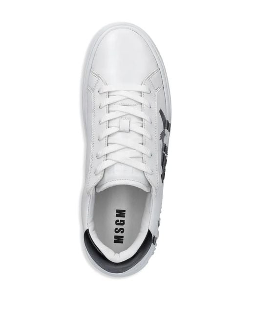 MSGM White Logo-Print Sneakers for men
