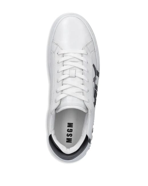 MSGM White Logo-Print Sneakers for men