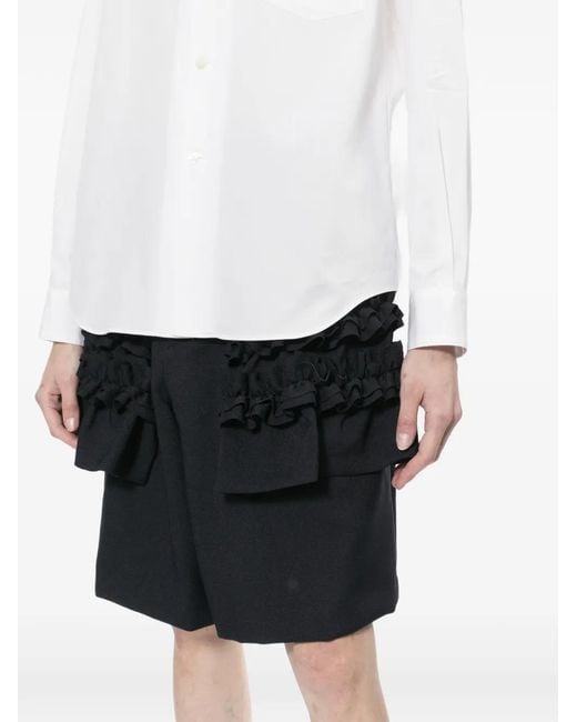 Comme des Garçons Black Ruffle Knee-Length Shorts