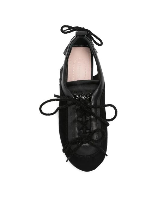 Simone Rocha Black Cutout Lace-Up Sneakers