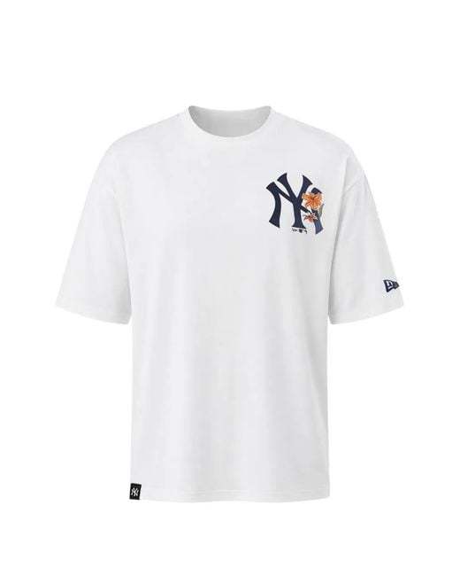 KTZ White Mlb Floral New York Yankees Logo-Print T-Shirt