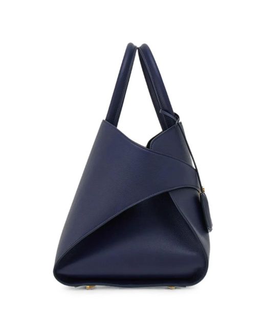 Ferragamo Blue Hug Leather Tote Bag