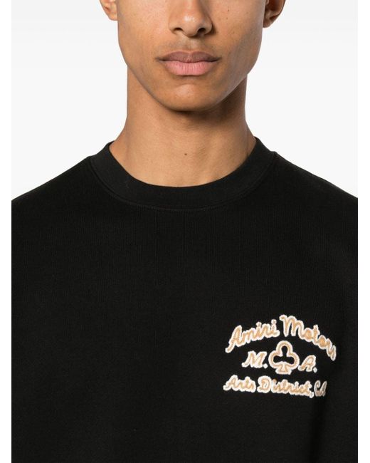 Amiri Black Logo-embroidered Cotton Sweatshirt for men