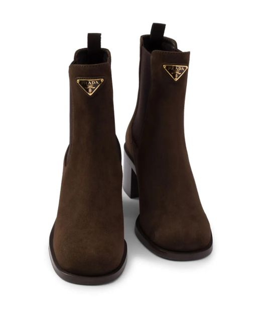 Prada Brown Suede 55Mm Chelsea Booties