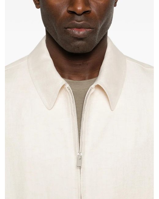 Lardini White Zip-Up Bomber Jacket for men