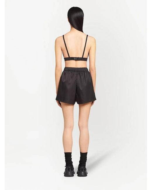 Prada Black Re-nylon Logo-plaque Bralette