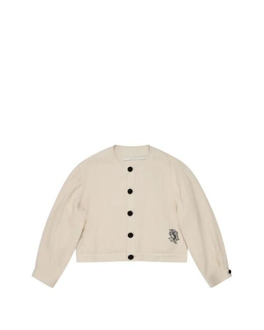 Renli Su Natural Embroidered-Motif Cropped Jacket