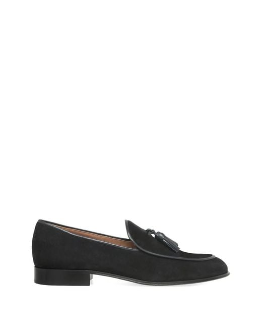 Gianvito Rossi Black Tassel Suede Loafers for men