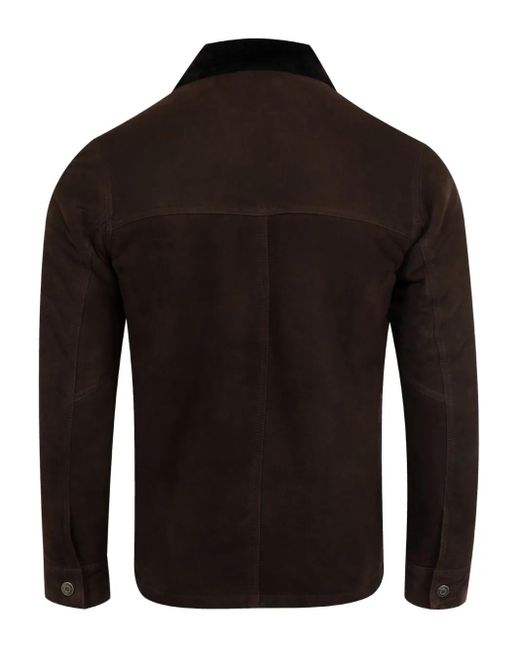 Giorgio Brato Black Buttoned Suede-Leather Jacket for men