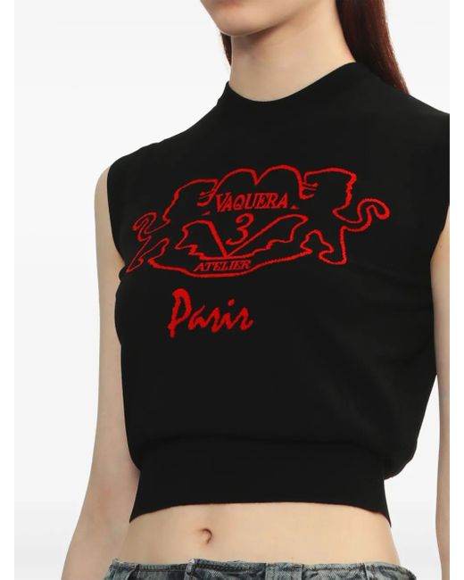 VAQUERA Top Met Intarsia Logo in het Black