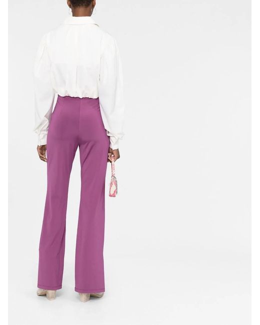 Remain Purple Split-Cuff High-Waisted Flared Trousers