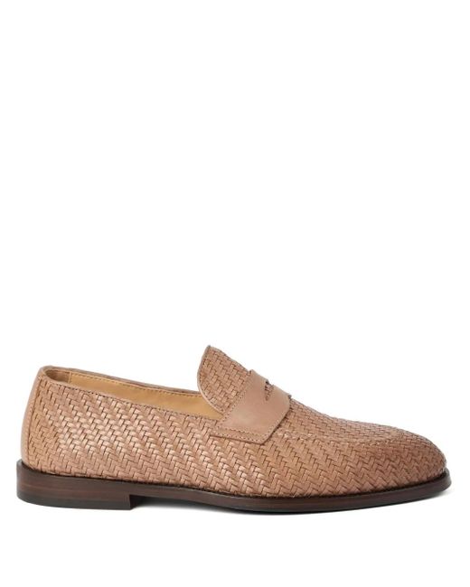 Brunello Cucinelli Brown Leather Loafers for men