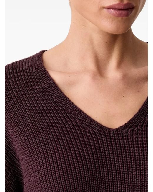 Marc O' Polo Red Ribbed V-Neck Sweater