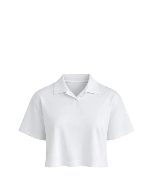 Woc White Collared Cropped T-Shirt