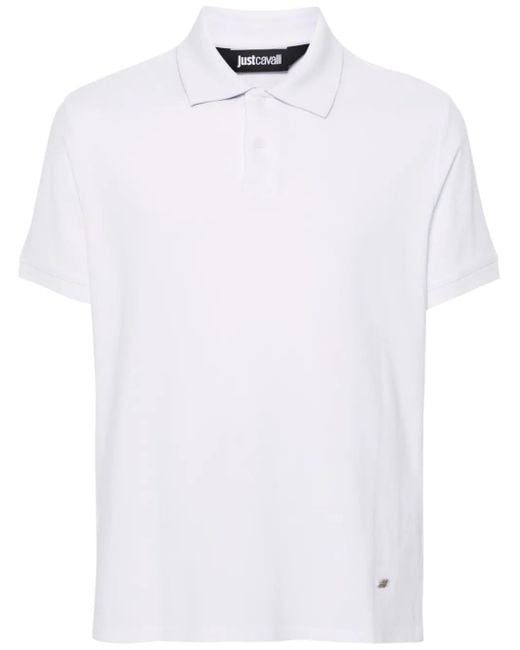 Just Cavalli White Piqué-Weave Polo Shirt for men
