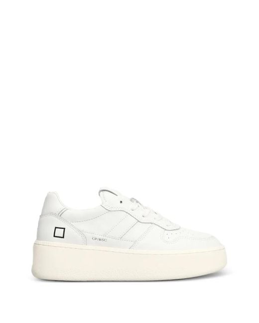 Date White Court Platform Leather Sneakers