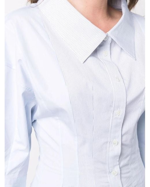 Stella McCartney White Box-Pleat Fitted Shirt Dress
