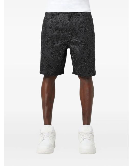GUAPI Black Bead-Embellished Denim Shorts for men