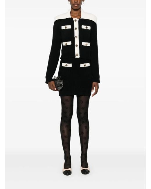 Self-Portrait Black Wool Blend Mini Skirt