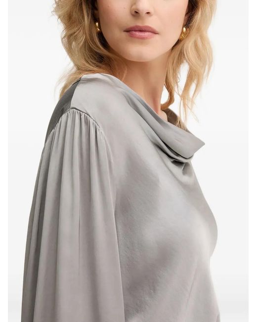 Fracomina Gray Cowl-Neck Long-Sleeved Top