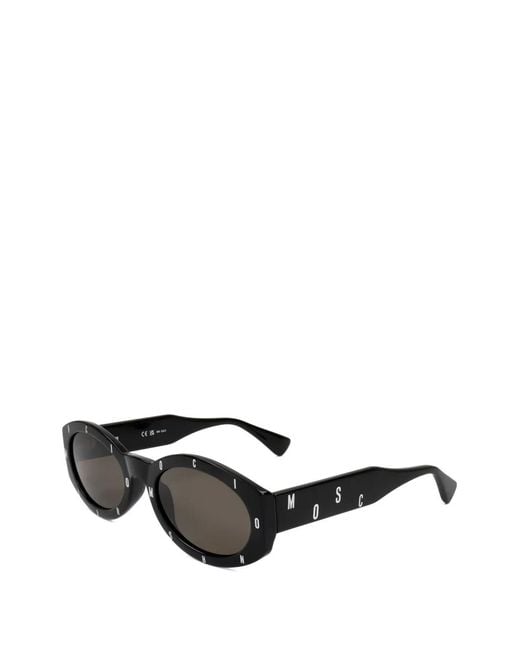 Moschino Black Logo-Print Oval-Frame Sunglasses
