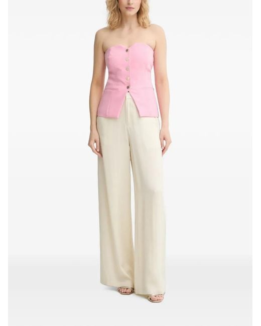 Morgan Pink Strapless Button-Up Top