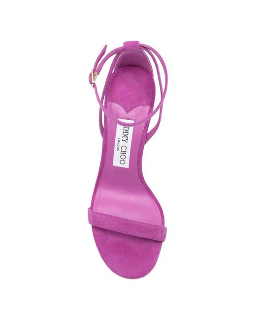 Jimmy Choo Pink Moza Suede Ankle-Strap Sandals