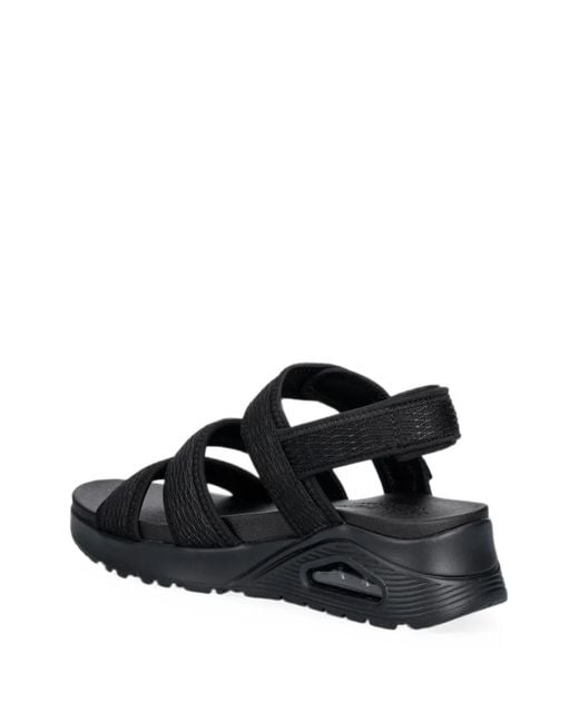 Skechers Black Uno Touch-Strap Platform Sandals