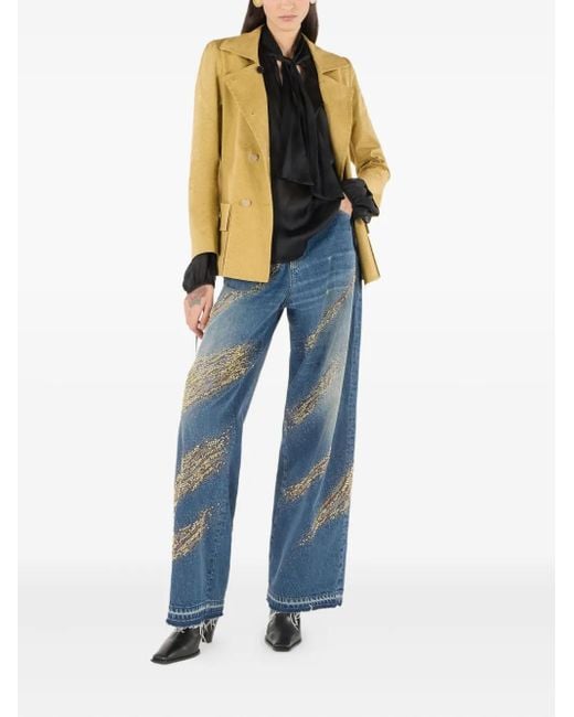 Roberto Cavalli Yellow Double-Breasted Fitted Jacket