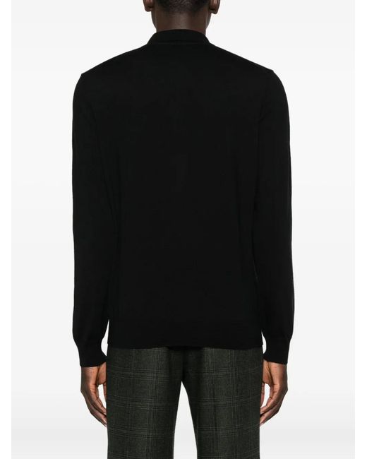 Corneliani Black Long-Sleeve Polo Shirt for men