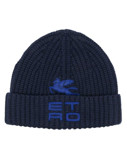 Caps & Mützen Etro Hüte Etro Wolle Baseballkappe mit Logo-Patch in Blau für Herren Caps & Mützen Herren Hüte 