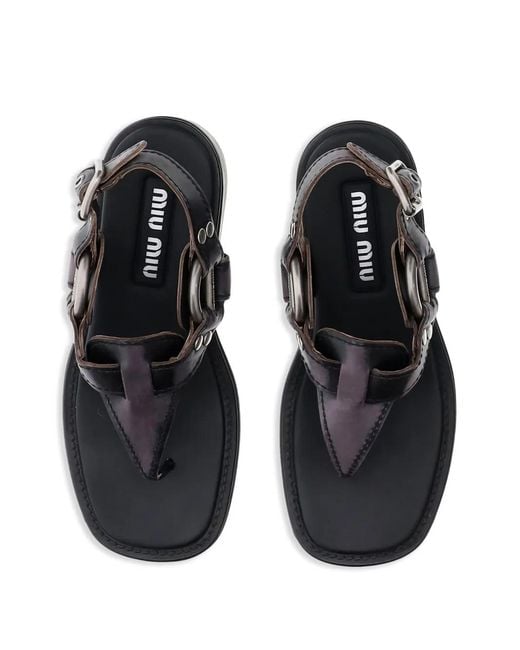 Miu Miu Black Leather Sandals