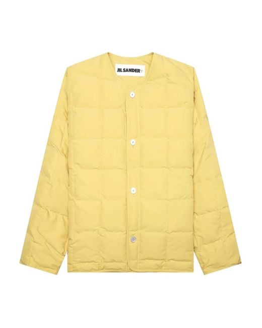 Jil Sander Yellow Quilted Button-Fastening Jacket for men