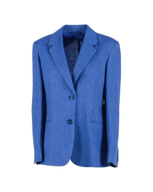 Max Mara Blue Bello Single-Breasted Blazer
