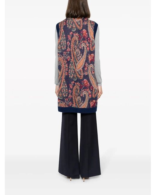 Etro Blue Paisley Intarsia-Knit Vest