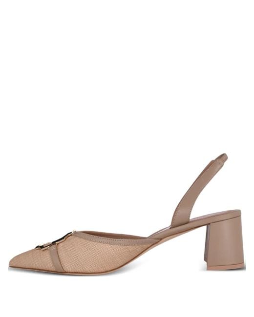 Malone Souliers Natural Misha Point-Toe Slingback Pumps