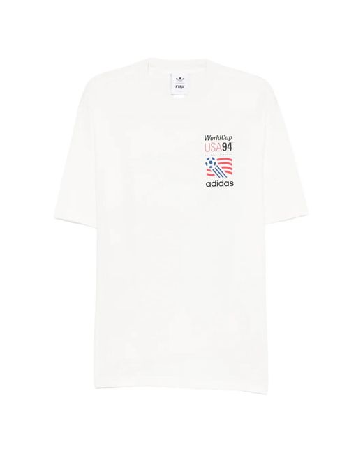 Adidas White Cotton T-Shirt for men