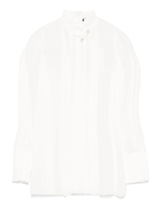 Nissa White Appliqué-Detail Blouse