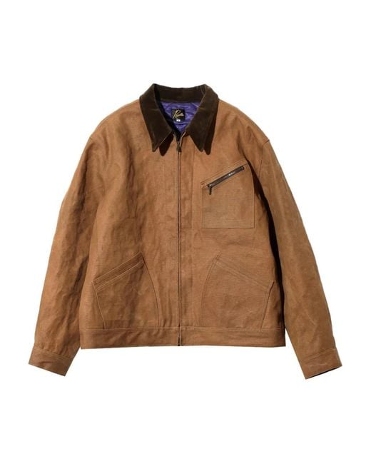 Needles Brown Zipped Jacket for men