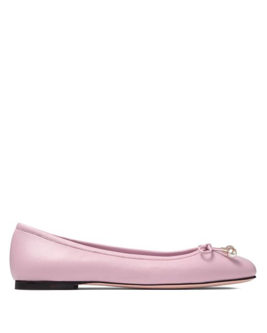 Jimmy Choo Pink Elme Bow Ballerina Shoes
