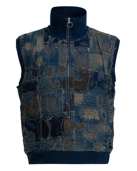Kapital Blue Patchwork Waistcoat for men