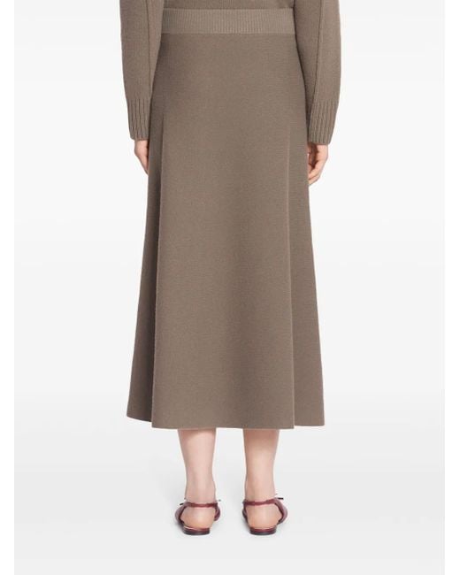 Lanvin Brown Flared Midi Skirt