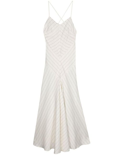 Lauren by Ralph Lauren White Chevron-pattern Maxi Dress