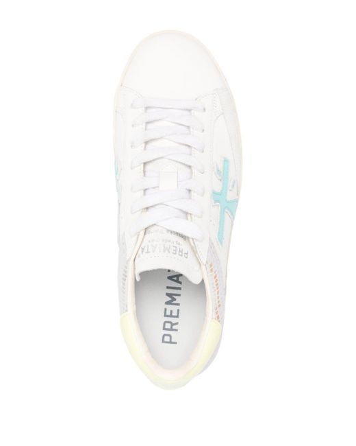 Premiata Steven Sneakers Met Iriserend Detail in het White
