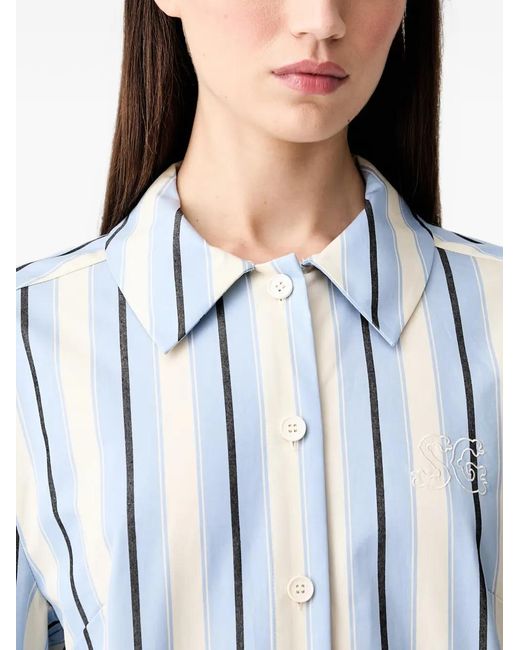 Stine Goya Blue Striped Embroidered Shirt