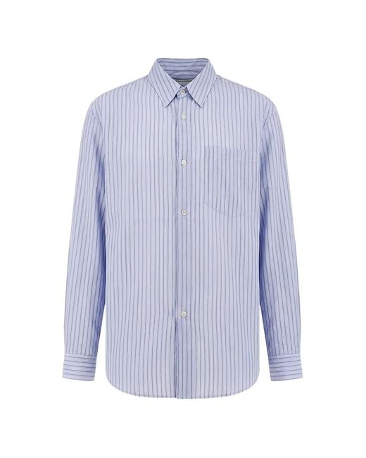 TONYWACK Blue Striped-Motif Pointed-Collar Shirt for men