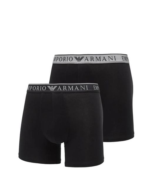 EA7 Black Logo-Waistband Boxers (Set Of Two) for men