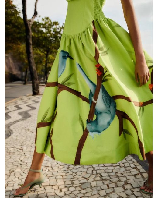 Farm Rio Green Printed Strap Dress