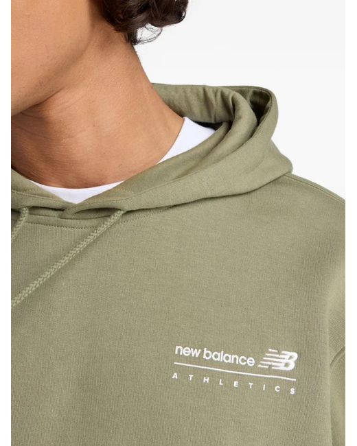 New Balance Green Graphic Linear Fleece Hoodie for men
